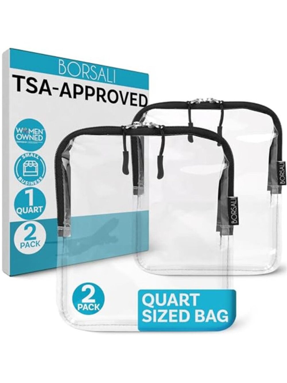 TSA Approved Clear Quart Size Toiletry Bag 3 1 1 Liquids Carry On 2 Pack